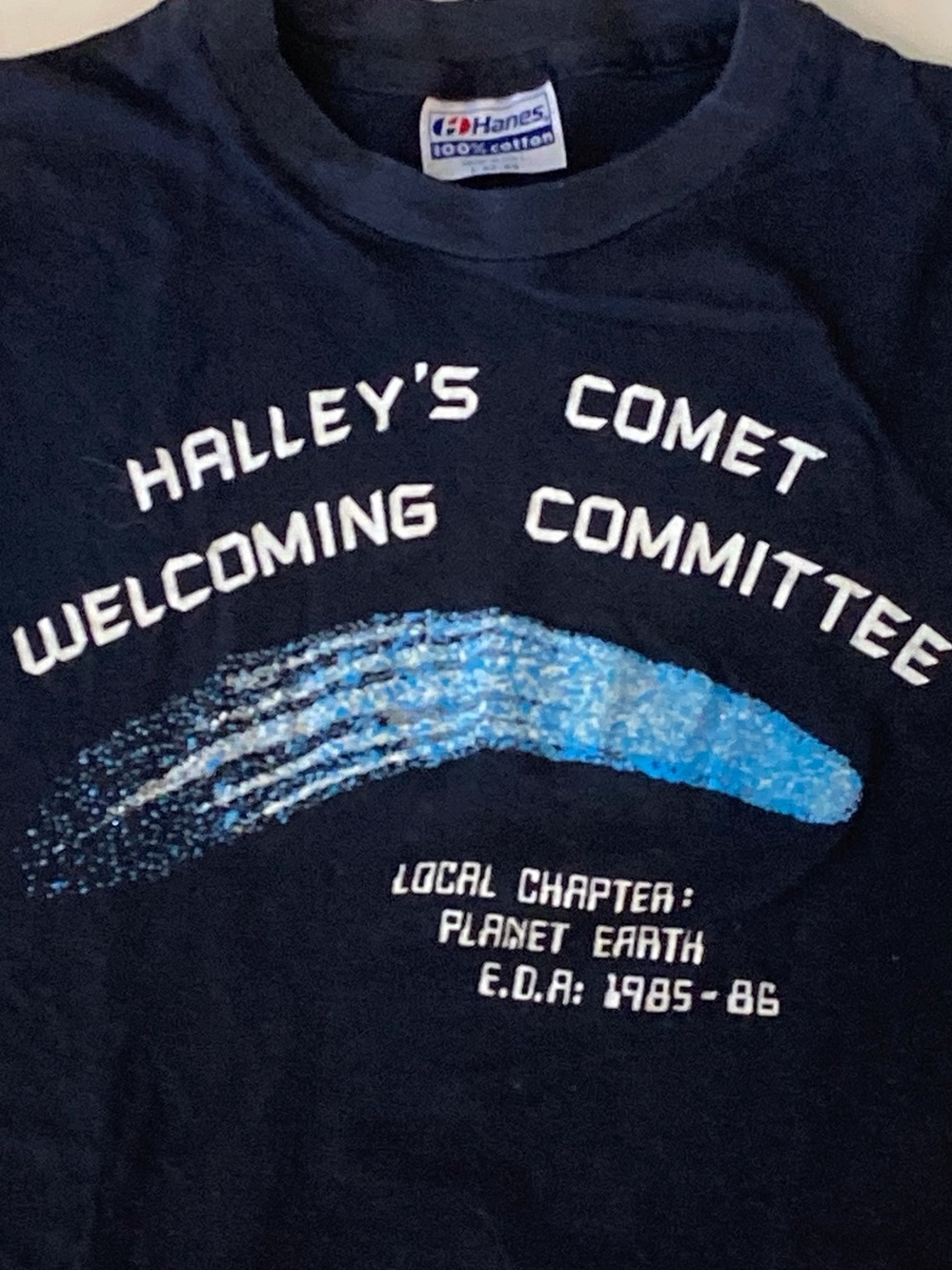 Vintage Halley’s Comet Single Stitch Tee Shirt, Large 100% Cotton, 1985-86